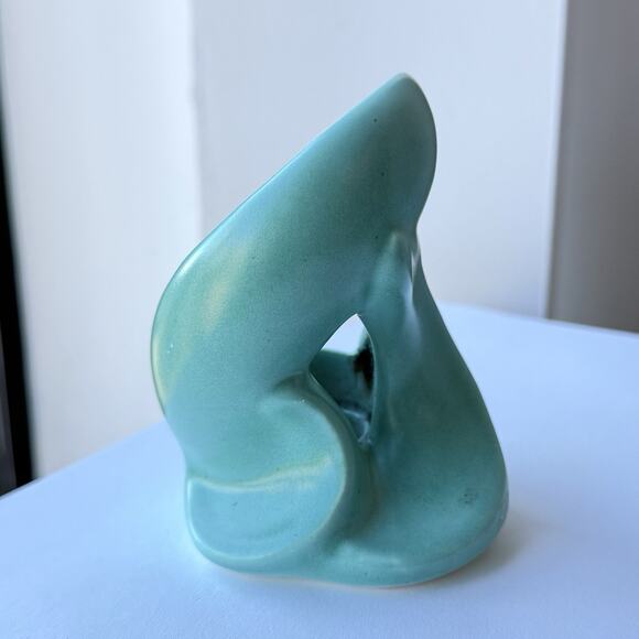 Stangl Pottery Free Form Swirl Candlestick Holder Turquoise Blue Glaze 3 3/4" - Picture 3 of 9